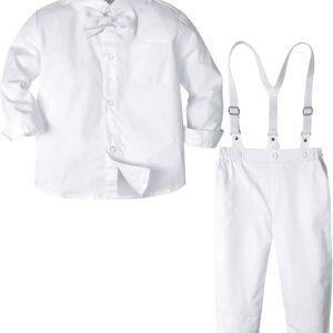 A&J DESIGN Baptism Outfits for Boys Toddler Christening Clothing Formal Gentleman Dress Suit 4-5T White