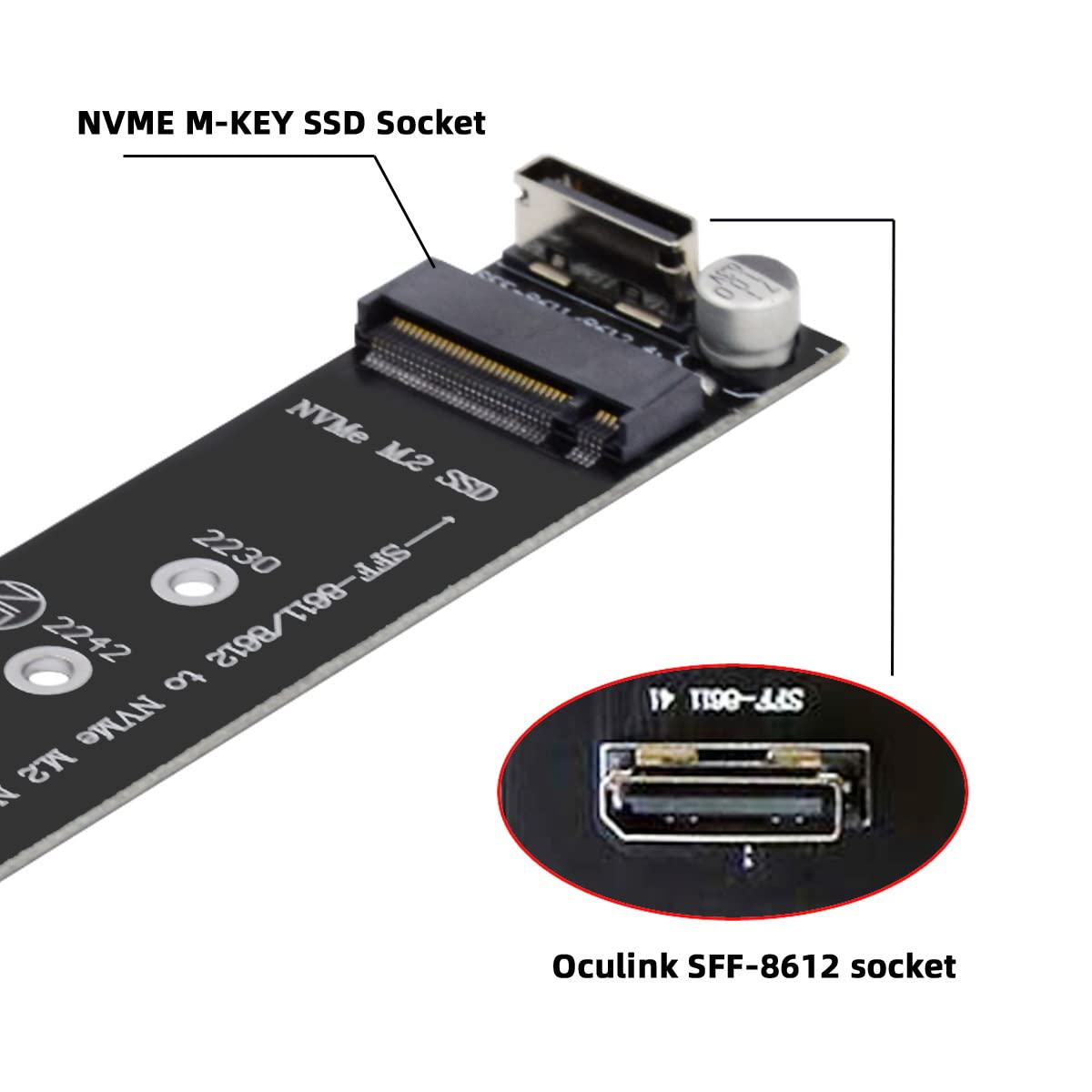 NFHK Oculink SFF-8612 SFF-8611 to M.2 Kit NGFF M-Key to NVME PCIe SSD 2280 22110mm Adapter for Mainboard