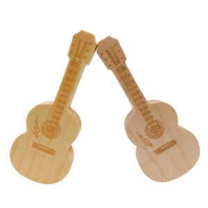 chauuxee guitar usb flash drive thumb drives pendrive 2pack made of maple and bamboo for students business gifts (2pack 64gb)