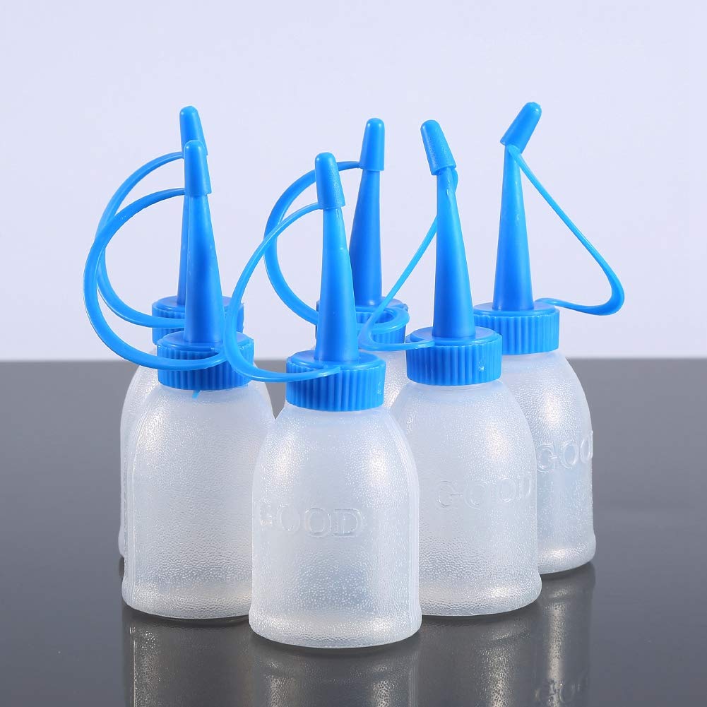 Akozon 6Pcs 30ML Small Squeeze Bottle With Pointed Tip One Ounce Plastic Squeeze Bottle Needle Tip Dropper Bottles Industrial Glue Gel Oil Squeeze Empty Bottle Jet Dispenser with Twist On Cap Lids