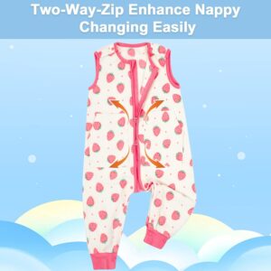 MOEMOE BABY Toddler Sleeping Sack Fleece Sleep Sack with Feet 1.0 Tog Sleep Sack with Legs Sleeveless Wearable Blanket Baby