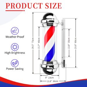 precious harvest Barber Light Pole,Red, Blue and White Barbershop Rotating Light Fixture, Classic Signs for Hair Salon,Wall Mount,LED Light Source, Indoor and Outdoor Use, 30 Inch