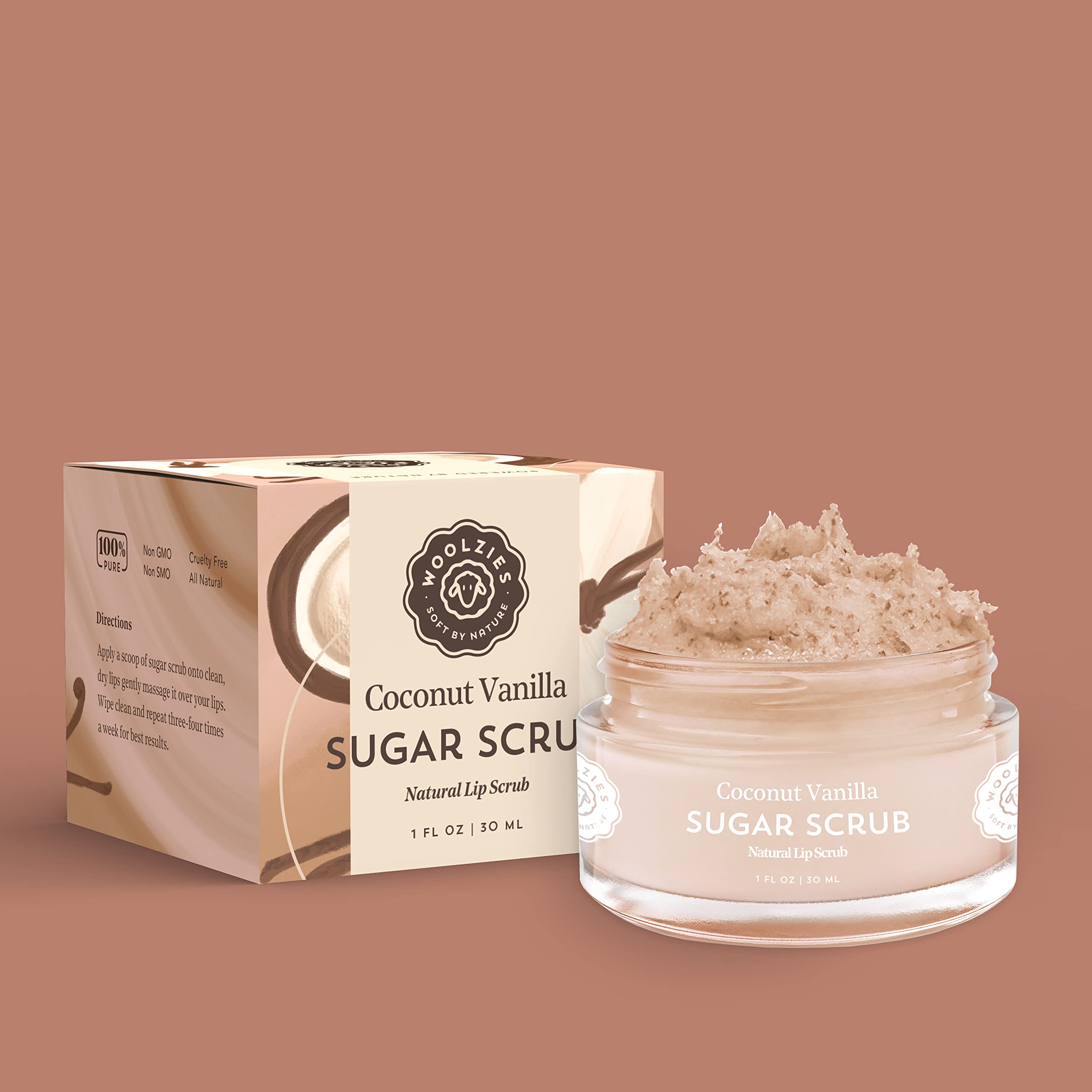 Sugar Lip Scrub | Ultra-Hydrating Exfoliator & Moisturizer for Dry or Chapped Lip | Shea Butter and Raw Sugar Scrubs | Pure & Natural | 1 Fl Oz (Coconut Vanilla)