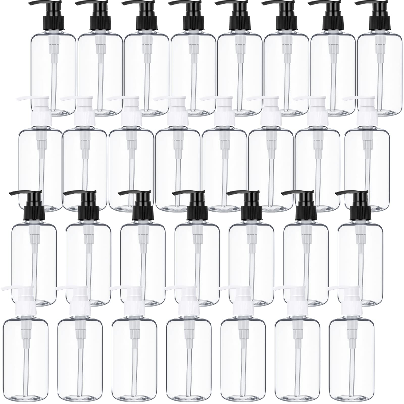 30 Pcs 10 oz Plastic Pump Bottle Dispenser Empty Lotion Bottle with Pump Refillable Clear Hand Soap Dispenser Portable Travel Lotion Container for Body Wash Liquid Soap Shampoo Essential Oil, 2 Colors