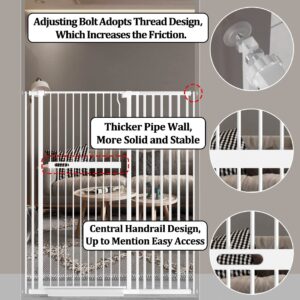 AIKSSOO 55.11" Extra Tall Cat Gate 42.91-45.66" Wide Safety White Metal Gate Pressure Mount Walk Through Swing Auto Close Pet Gate Toddler Dog Pet Cat for Indoor Stairs Doorways Kitchen