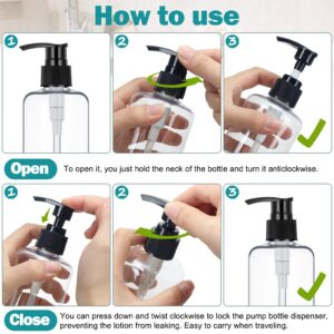 30 Pcs 10 oz Plastic Pump Bottle Dispenser Empty Lotion Bottle with Pump Refillable Clear Hand Soap Dispenser Portable Travel Lotion Container for Body Wash Liquid Soap Shampoo Essential Oil, 2 Colors