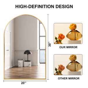 Gold Arch Mirror 20 x 30 Inch, Bathroom Arched Mirror in Aluminum Alloy Frame, Brushed Gold Arched Wall Mirror for Entryway, Bedroom, Mantel, Hallway, Salon (Gold, 20" x 30")