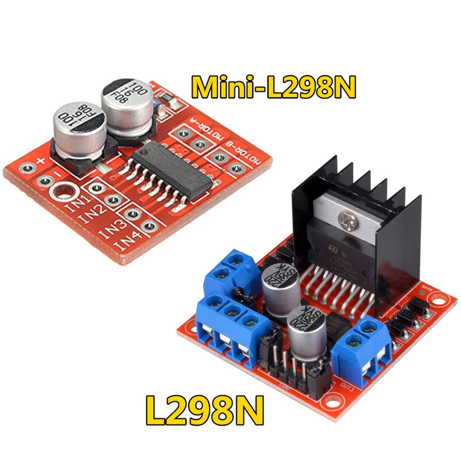 JEMITA L298N Driver Board Module L298N Stepper Motor Smart car Robot breadboard peltier High Power L298 DC Motor Driver (Size : Mini-L298N)