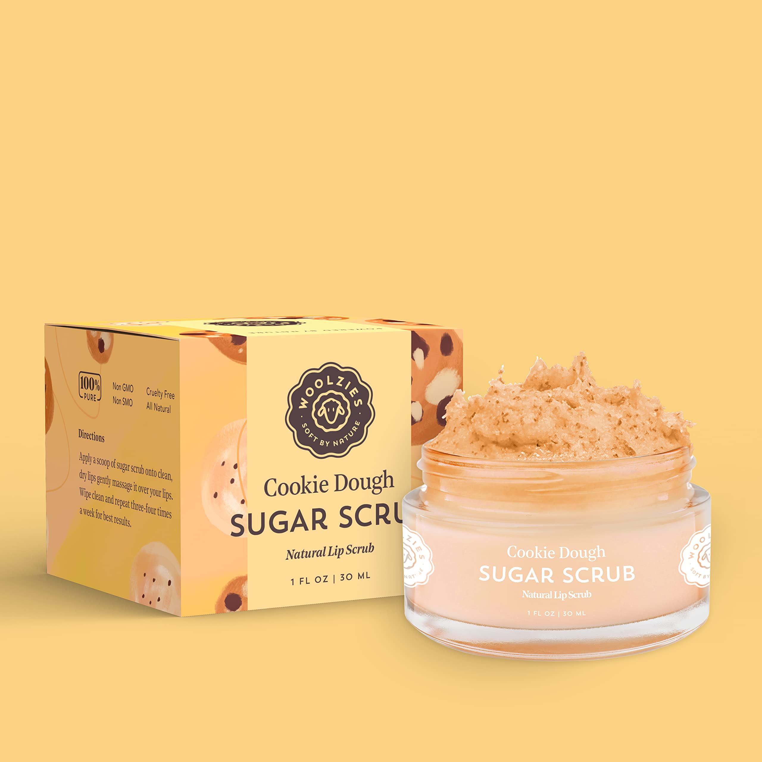 Sugar Lip Scrub | Ultra-Hydrating Exfoliator & Moisturizer for Dry or Chapped Lip | Shea Butter and Raw Sugar Scrubs | Pure & Natural | 1 Fl Oz (Cookie Dough)