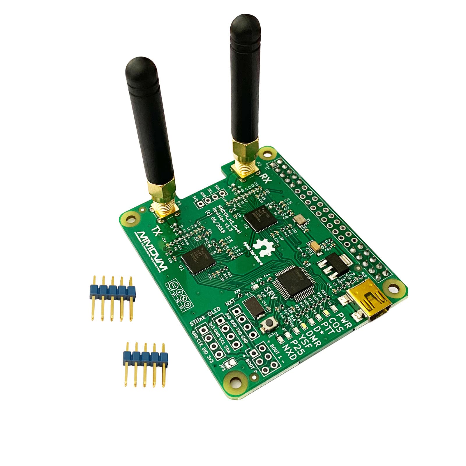 GOOZEEZOO MMDVM Duplex Hotspot Module Dual Hat V1.5.2 Support P25 DMR YSF NXDN DMR Slot 1 + Slot 2 for Raspberry pi with USB Port (Without OLED)