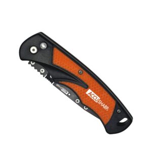 ACCUSHARP Multifunctional Replaceable Blade Razor Knife, 3.5" Stainless Steel Folding Pocket Knife with Replaceable Blades, Clip, Comfort Grip, and Adjustable Opening Angles, Orange