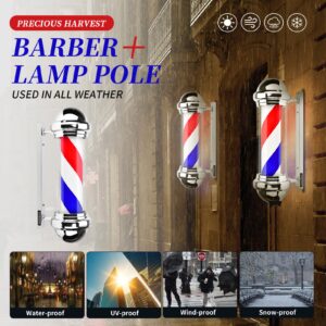 precious harvest Barber Light Pole,Red, Blue and White Barbershop Rotating Light Fixture, Classic Signs for Hair Salon,Wall Mount,LED Light Source, Indoor and Outdoor Use, 30 Inch