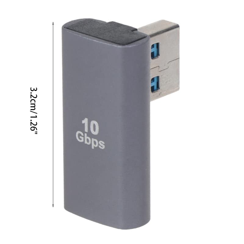 90 Degree USB Adapter (2-Pack) Left Angle USB 3.1 Male to Female Extender USB A-A Direction Converter for PC, Laptop, USB A Charger, Power Bank and More (Both Left Angle)