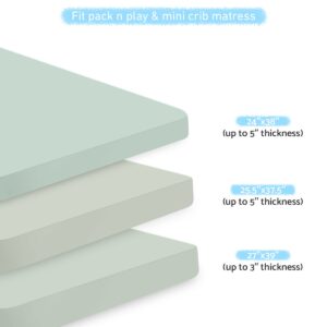 Babebay 2-Pack Mini Crib Sheets, Pack and Play Sheets Fitted for Pack N Play Mattress and Playard, Soft Jersey Knit Cotton for Baby (Sage Green)