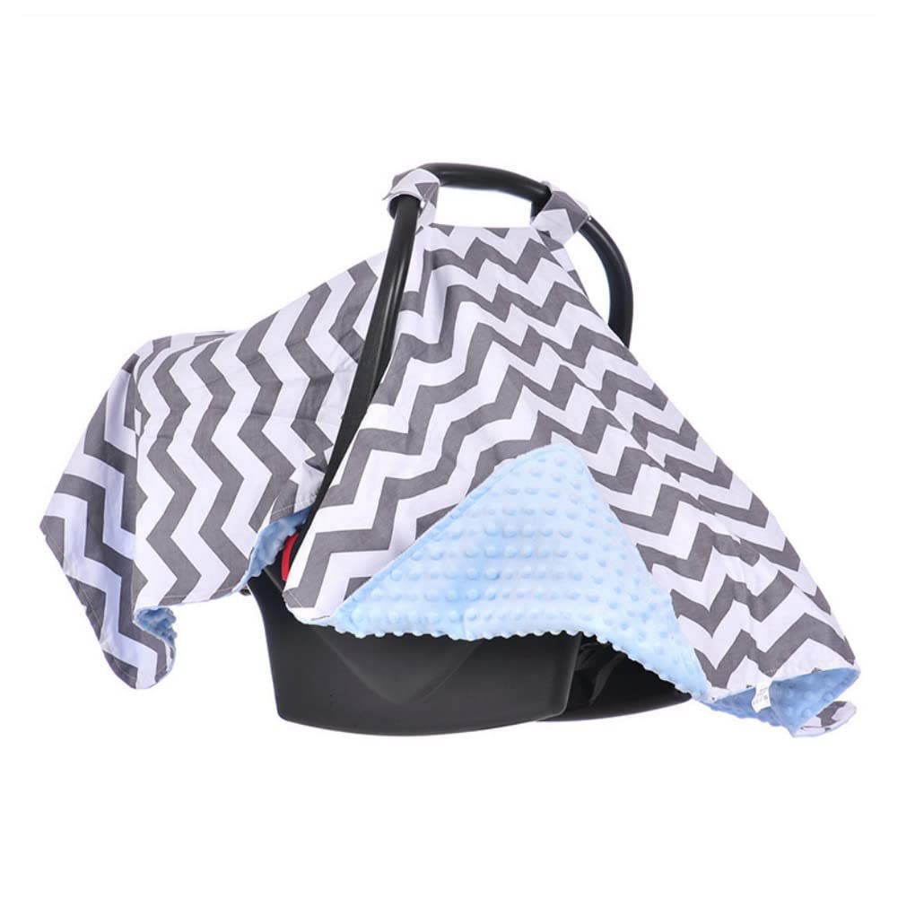 Car Seat Covers for Babies Warm Minky Carseat Canopy Covers for Girls Boys Multi-use Infant Blanket - Pink & Gray (Grey)