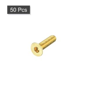 uxcell Flat Head Socket Cap Screws, M3-0.5 x 12mm Brass Inner Hex Drive Fasteners Bolts 50Pcs