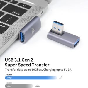 90 Degree USB Adapter (2-Pack) Left Angle USB 3.1 Male to Female Extender USB A-A Direction Converter for PC, Laptop, USB A Charger, Power Bank and More (Both Left Angle)