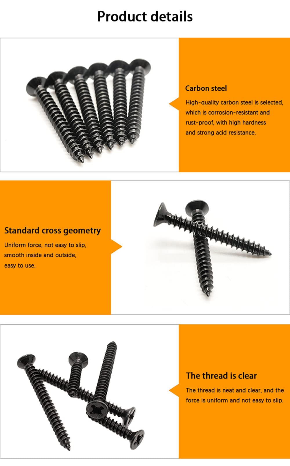 Indprod M4 Flat Head Self Tapping Wood Screws Assortment Fasteners Kit 360Pcs,Phillips Drive Countersunk Head Self-Tapping Screws,Carbon Steel