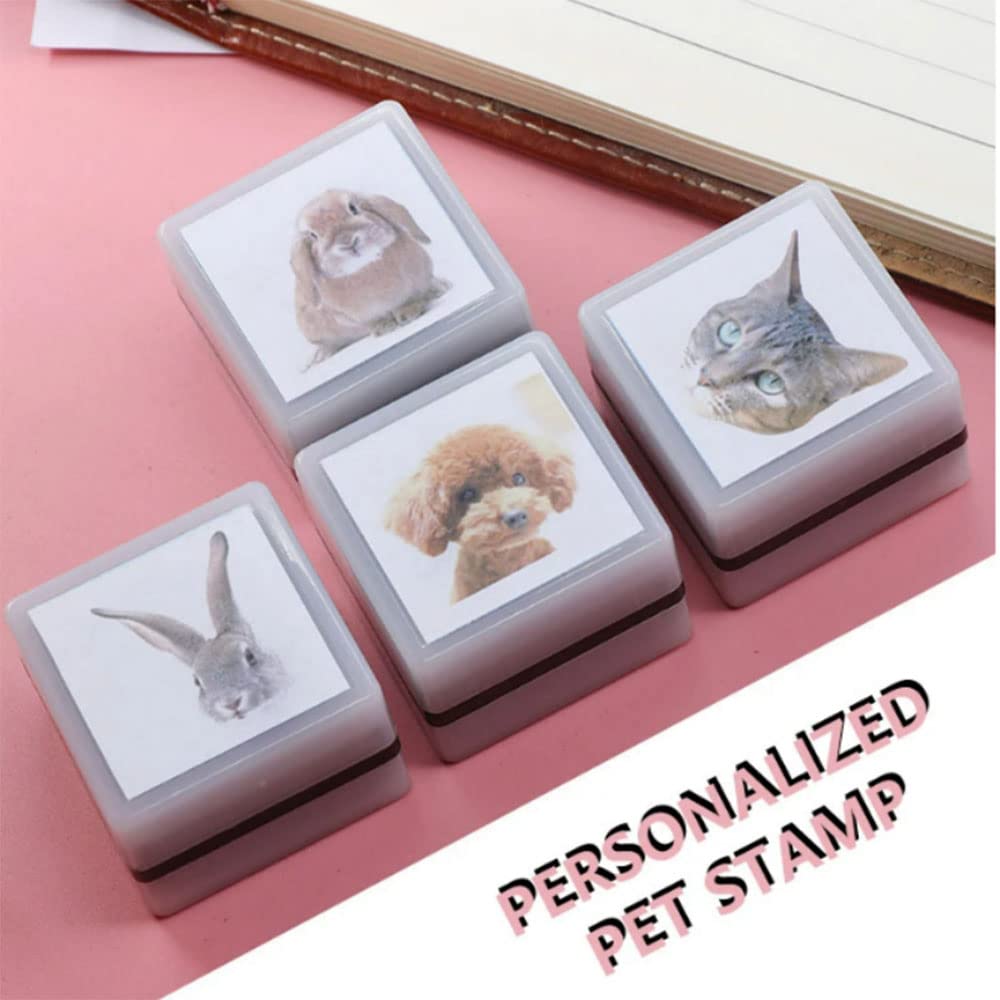 Custom Pet Stamp Self Inking, Cat Dog Portrait Pre Inked Stamp,Customized Pet Portrait Stamp, Personalized Animal Stamps,Gifts for Pet Lover (White)