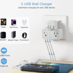 US to UK Plug Adapter, TESSAN Type G Power Converter with 2 Outlets 3 USB Charger, Ireland Travel Adaptor for USA to England Scotland Kenya Dubai London British Qatar Irish Hong Kong