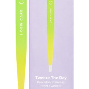 I Dew Care Tweezer - Tweeze The Day | Precision Stainless Steel, Professional Hair Beauty Tool, 1 Count