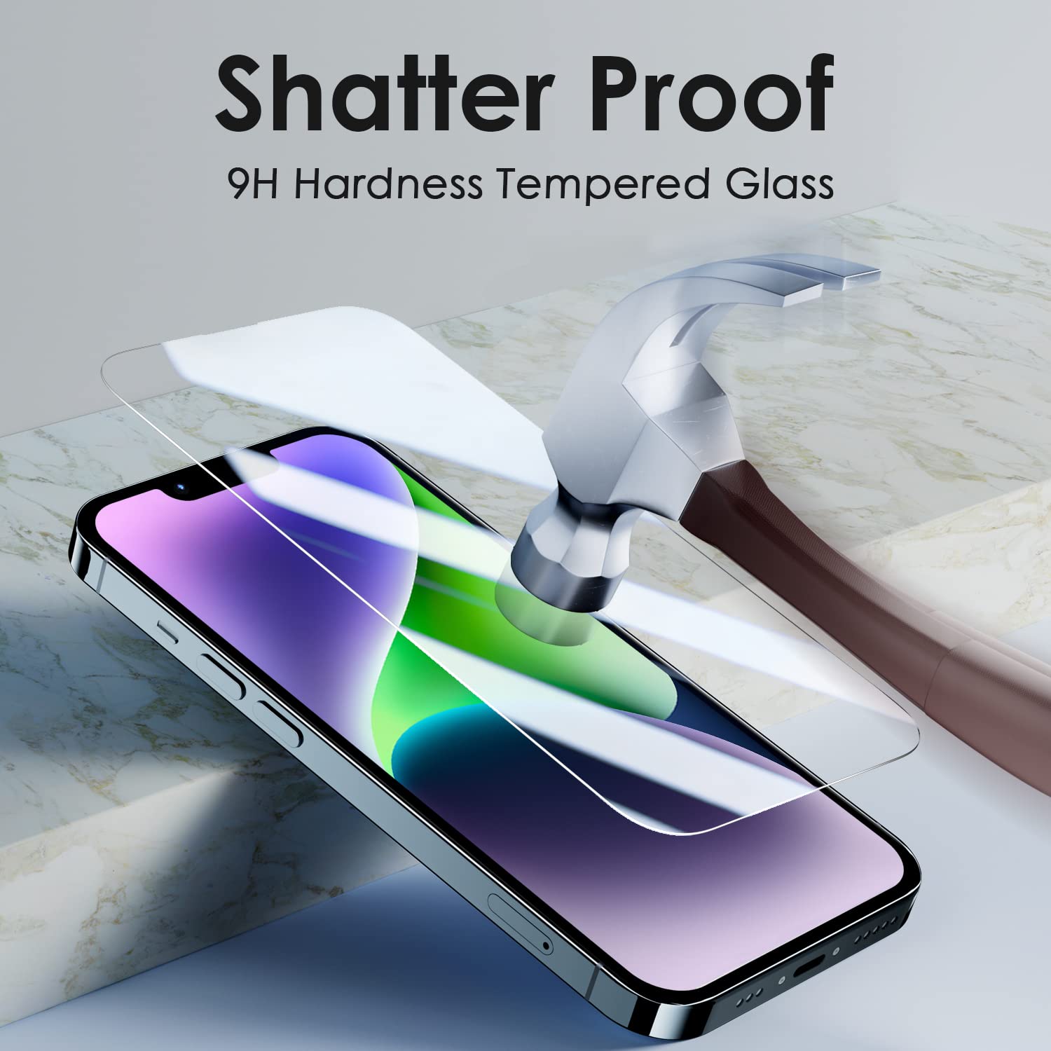 HAYZON [3+3 Pack] iPhone 14 Plus (ONLY) Screen Protector with Camera Lens Protector, Scratch Resistant, Bubble Free, Case Friendly Tempered Glass Film[9H Hardness] - 6.7 inch