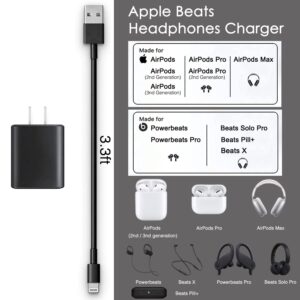 Charger Cable for Apple Beats Powerbeats Pro, Beats X, Beats Solo Pro, Beats Pill+ & AirPods Pro, AirPods (2nd/3nd Generation), AirPods Max Wireless Over-Ear Headphones Charging Cord Power Adapter