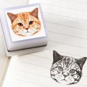 Custom Pet Stamp Self Inking, Cat Dog Portrait Pre Inked Stamp,Customized Pet Portrait Stamp, Personalized Animal Stamps,Gifts for Pet Lover (White)