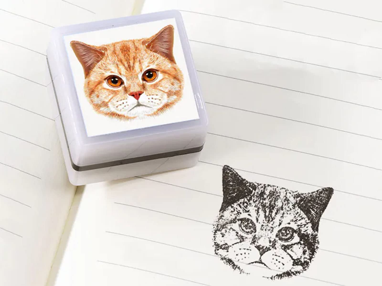 Custom Pet Stamp Self Inking, Cat Dog Portrait Pre Inked Stamp,Customized Pet Portrait Stamp, Personalized Animal Stamps,Gifts for Pet Lover (White)