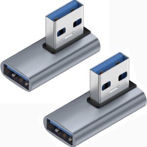 90 Degree USB Adapter (2-Pack) Left Angle USB 3.1 Male to Female Extender USB A-A Direction Converter for PC, Laptop, USB A Charger, Power Bank and More (Both Left Angle)