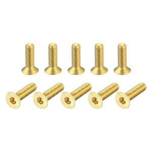 uxcell flat head socket cap screws, m3-0.5 x 12mm brass inner hex drive fasteners bolts 50pcs