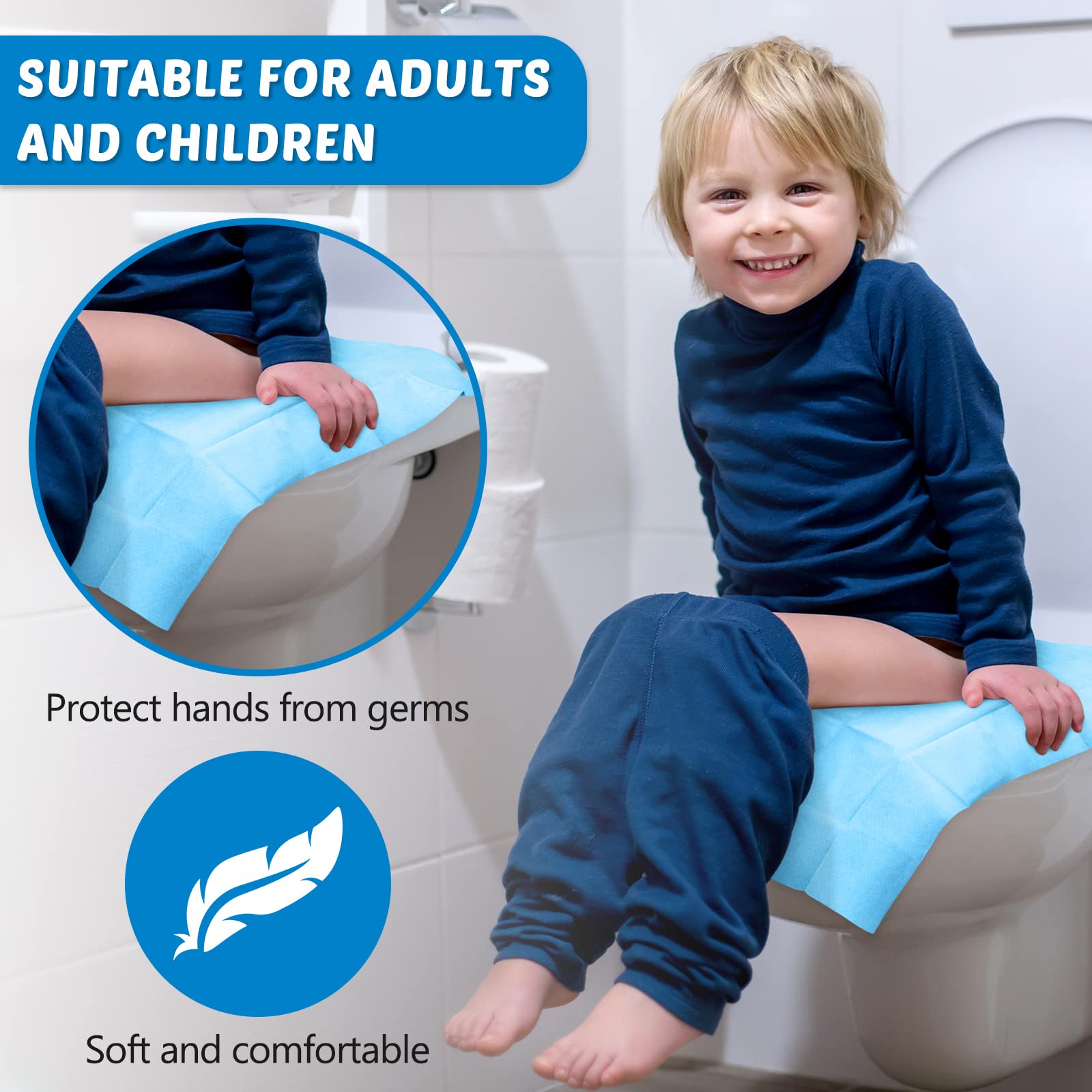 200 Pack Toilet Seat Covers Disposable Extra Large Individually Wrapped Toilet Seat Cover for Adults and Kids Potty Training Waterproof Travel Toilet Seats Mats for Kids Adults Public Bathroom