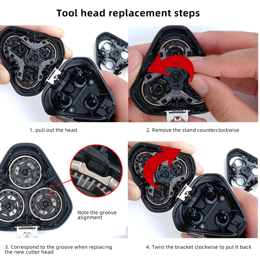 SH30 SH50 52 Series Complete Shaver Heads Replacement for Norelco Series PT724/41, PT729/41, S738/17, S738/82, S1150/81, S1160/81, S1570, S1560/81, S3310/81