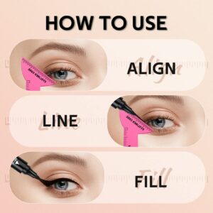 Cilrofelr 4 in1 Eyeliner Stencils for Hooded Eyes, Reusable Eyeliner Stencils Tool for Beginners, Multi-Purpose Makeup Tool for Winged Eyeliner, Defined Eyebrow, Face Contour and Lip Line - Pink