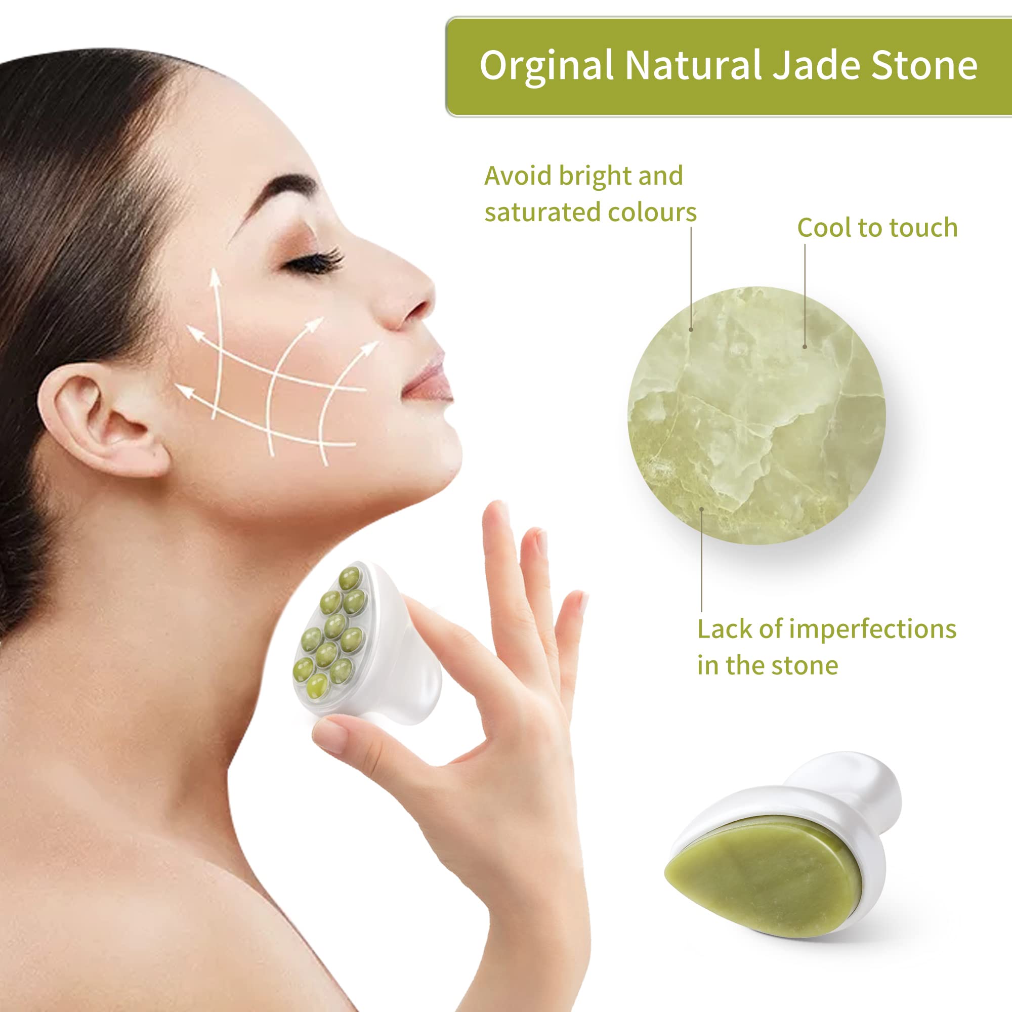 BEAUTYFACTOR Jade Roller & Gua Sha Facial Tools Face Roller for Skin Care,Facial Roller Gua Sha Tool for Puffiness and Redness Reducing Skin Care Routine