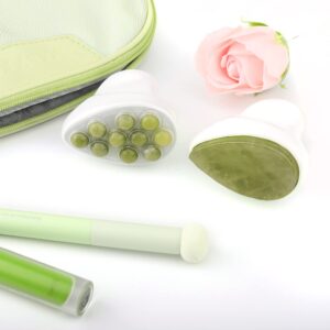 BEAUTYFACTOR Jade Roller & Gua Sha Facial Tools Face Roller for Skin Care,Facial Roller Gua Sha Tool for Puffiness and Redness Reducing Skin Care Routine