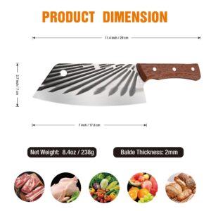 TJ POP Meat Cleaver 7 Inches, Ultra Sharp Chinese Cleaver Knife, Full-tang Chopping Knife 30Cr13 Steel Blade Thickness 2.2 mm, Classic Manual Forging Series HP01005