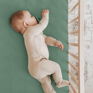 Babebay 2-Pack Mini Crib Sheets, Pack and Play Sheets Fitted for Pack N Play Mattress and Playard, Soft Jersey Knit Cotton for Baby (Sage Green)