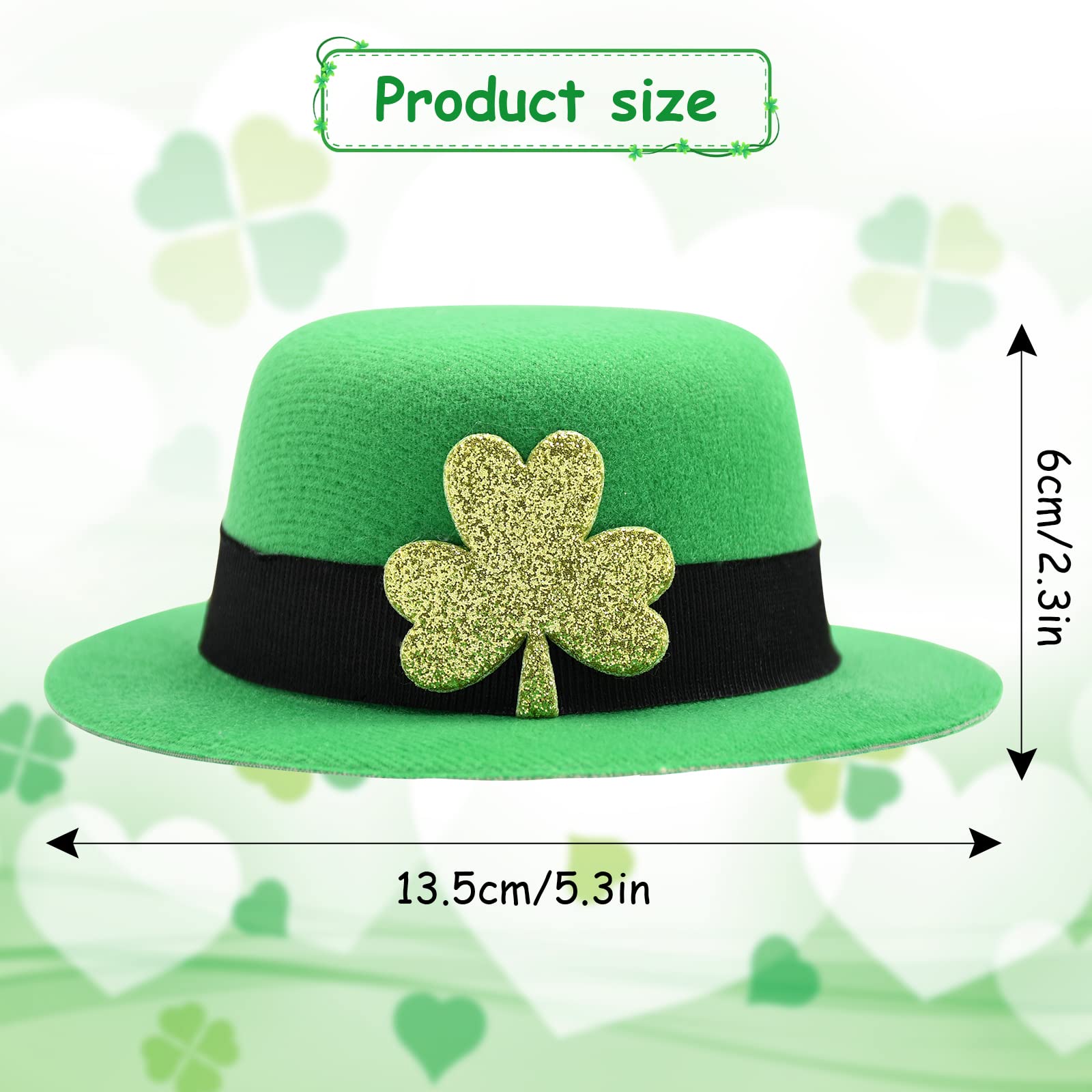 3 Pairs St Patrick's Day Green Hair Clips for Women Girls - Shamrock Hat Shape Hair Clip Barrettes Holiday Irish Clover Hair Accessories (Style B)