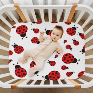 xigua Ladybug Fitted Crib Sheet Soft Breathable Crib Sheet for Standard Crib Mattress and Toddler Mattresses 52 * 28 * 9 in#414