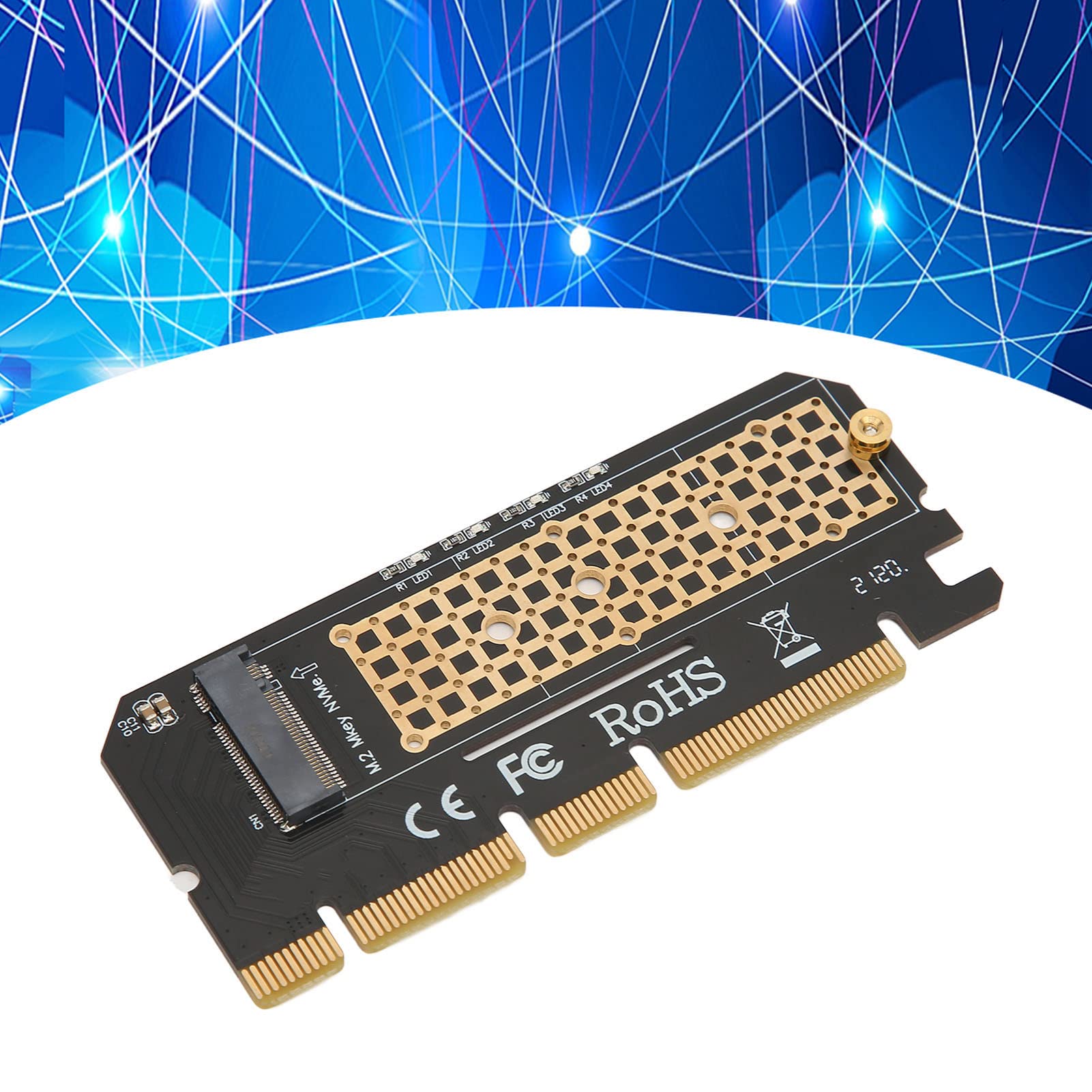 NVME Adapter, NVME to PCIE, M.2 NVME Key M SSD to PCIE X16 High Speed Access, Plug and Play Support M.2 NVME or Ahci SSD for Server Computer