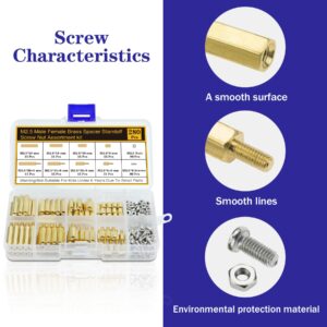 Csdtylh 280Pcs M2.5 Motherboard Standoffs&Screws&Nuts Kit, Hex Male-Female Brass Spacer Standoffs, Laptop Screws for DIY Computer Build, Electronic Projects, Raspberry Pi, Circuit Board etc.