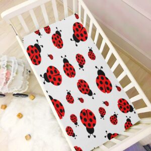 xigua Ladybug Fitted Crib Sheet Soft Breathable Crib Sheet for Standard Crib Mattress and Toddler Mattresses 52 * 28 * 9 in#414