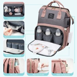 Fandiar Diaper Bag with Changing Station, Diaper Bags for Baby Girl Boy Multi-Function Travel Portable Bassinet Backpack Mommy Bag, Large Capacity, Water Resistant and Stylish