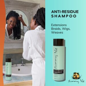 Sunny Isle Just for Wig, Weave, Braid, & Extensions Residue Remover Shampoo 12oz | For Synthetic & Natural Hair | Aloe Vera, Tea Tree, Borago Seed & Jamaican Black Castor Oils | Sulfate Free