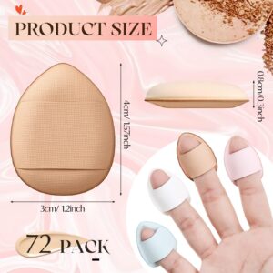 Gerrii 72 Pcs Finger Powder Puff Mini Makeup Sponge Soft Beauty Makeup Blender Puff for Foundation, Face Powder, Under Eye Setting, Concealer, Repair Cream, Cosmetic Tool (Pink, Beige, Blue, White)