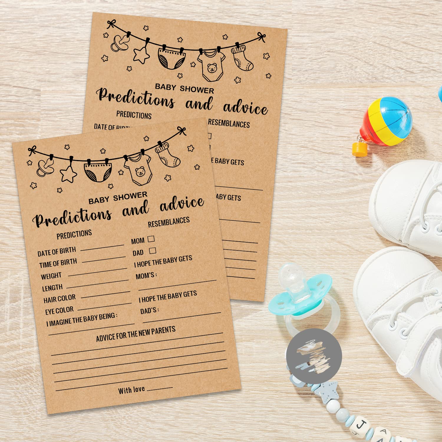 Baby Predictions and Advice Baby Shower Game, Girl or Boy Babies New Parent Message Advice Book, Baby Shower Party Games Supplies & Activities, 30 Game Cards Included, Kraft