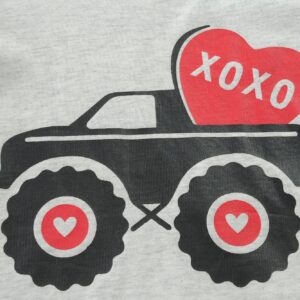 Boys Girls Valentine's Day Shirt Monster Truck Tops Toddler Kids Raglan Black Sleeve T-Shirt 6 7 Years