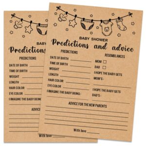 baby predictions and advice baby shower game, girl or boy babies new parent message advice book, baby shower party games supplies & activities, 30 game cards included, kraft