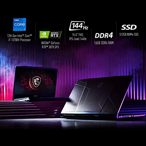 MSI Pulse GL66 Gaming Laptop, 15.6 inch FHD 144Hz Display, 14 Core Intel Core i7-12700H, GeForce RTX 3070 Graphics, 64GB RAM, 1TB NVMe SSD, RGB Gaming Keyboard, Window11 Home, Bundle with JAWFOAL